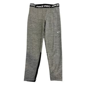 NIKE PRO Compression Leggings Women size L Heather Gray Workout Athleisure